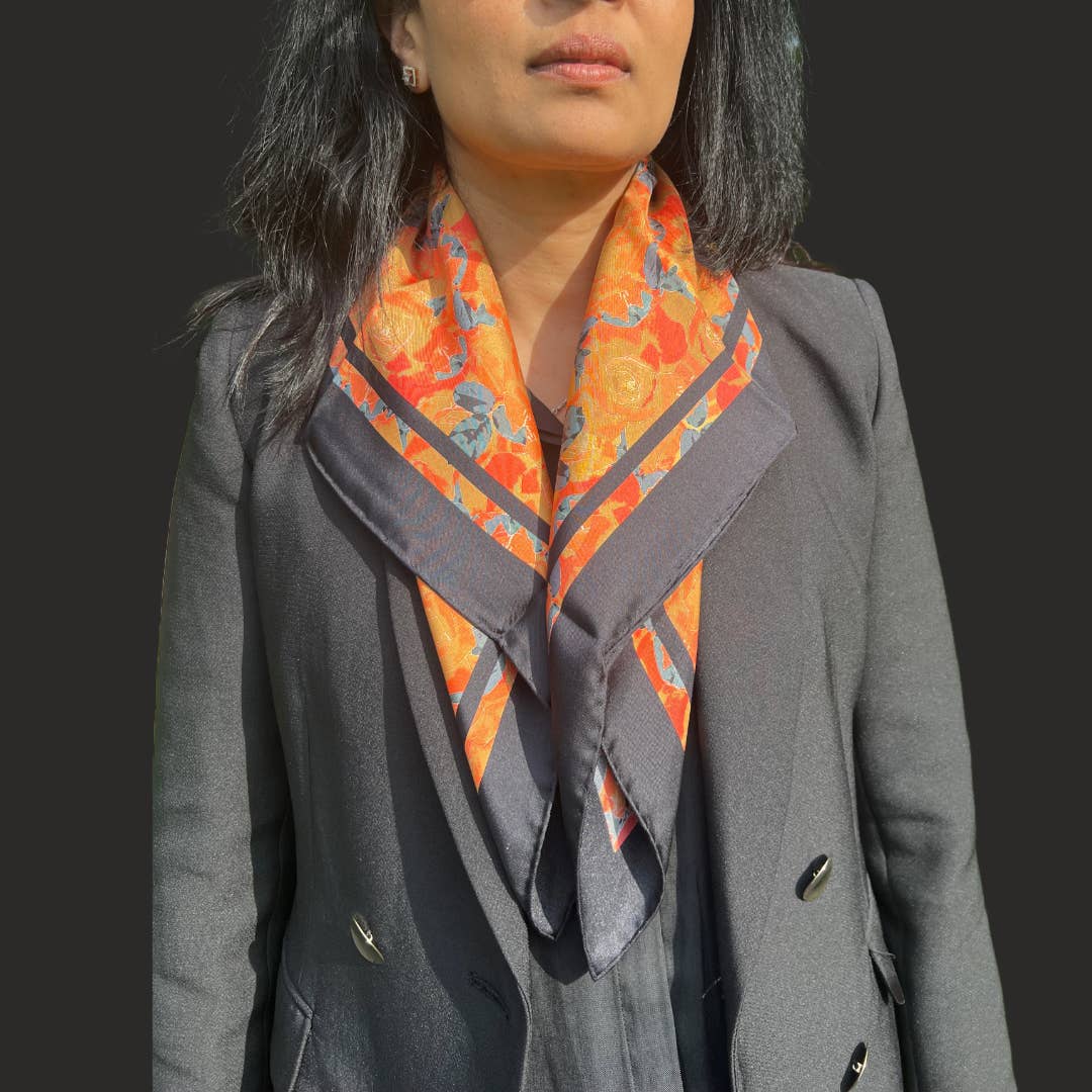 RUMI - Wholesale Scarf - Unisex - Rose Garden Square Silk Scarf3