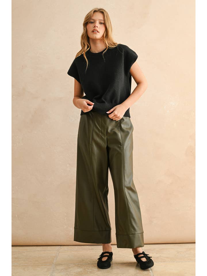 MIOU MUSE - Wholesale Knit Top - Women's - T4083 LOOSE FIT SHORT SLEEVE SWEATER TOP3