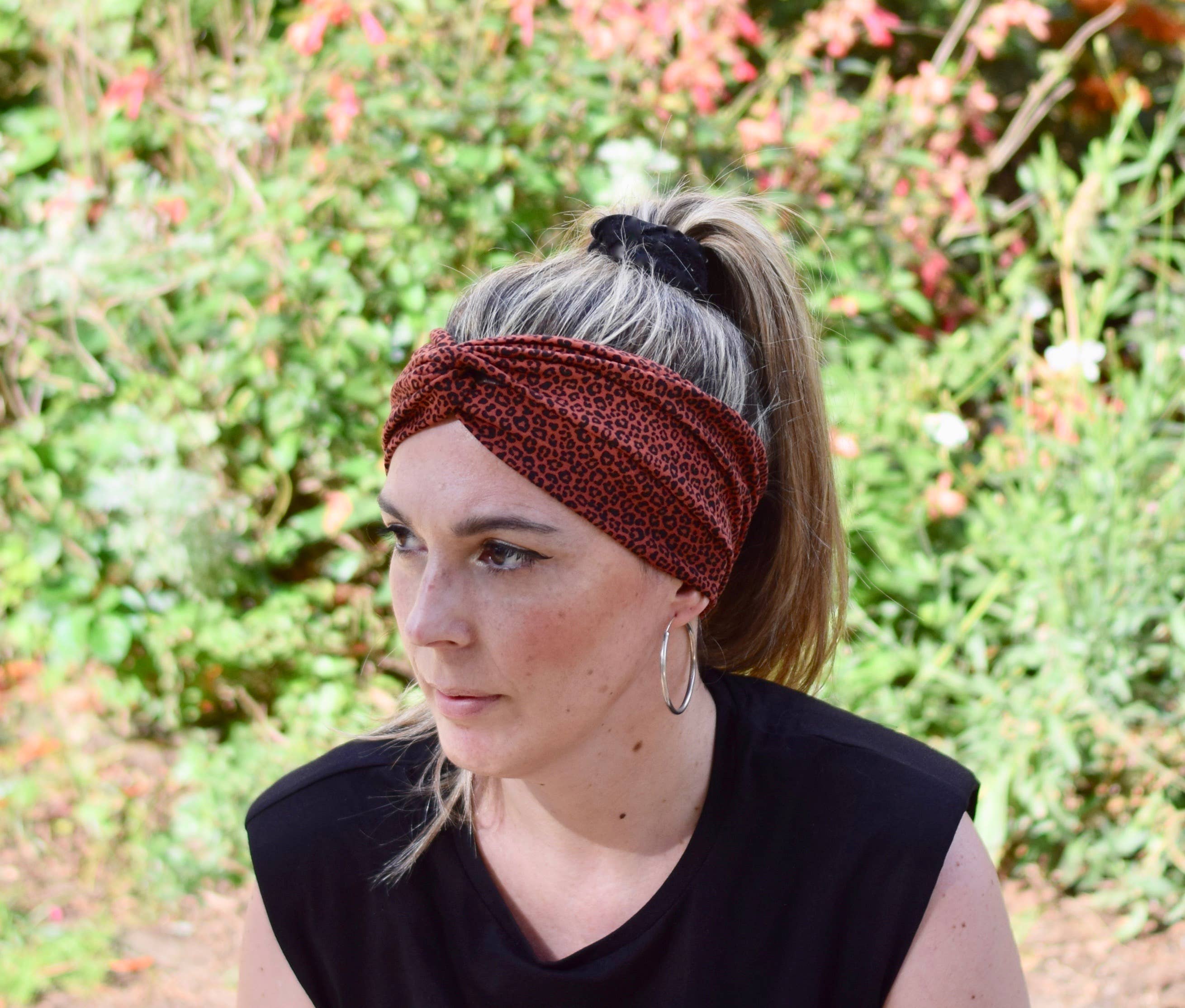 Petitama - Wholesale Fashion Headband - Women's - Rust orange leopard turban headbands for women2