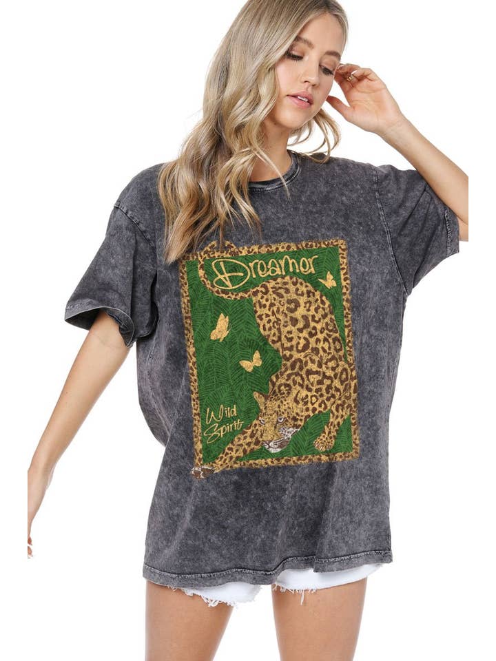 Zutter - Wholesale Screen Printed T-Shirt - Women's - PUFF' Dreamer Wild Spirit Graphic S/S Washed Boyfriend Tee1