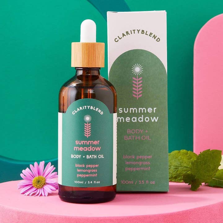 Summer Meadow Aromatherapy Body & Bath Oil for wholesale by Clarity Blend Aromatherapy