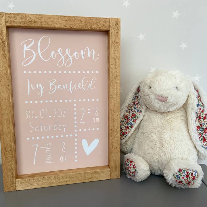 New Baby Details Sign for wholesale by Finn & I