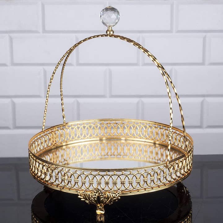 Jewelry Box, Perfume Tray with Handles, Gold, 11.8 for wholesale by Hakan