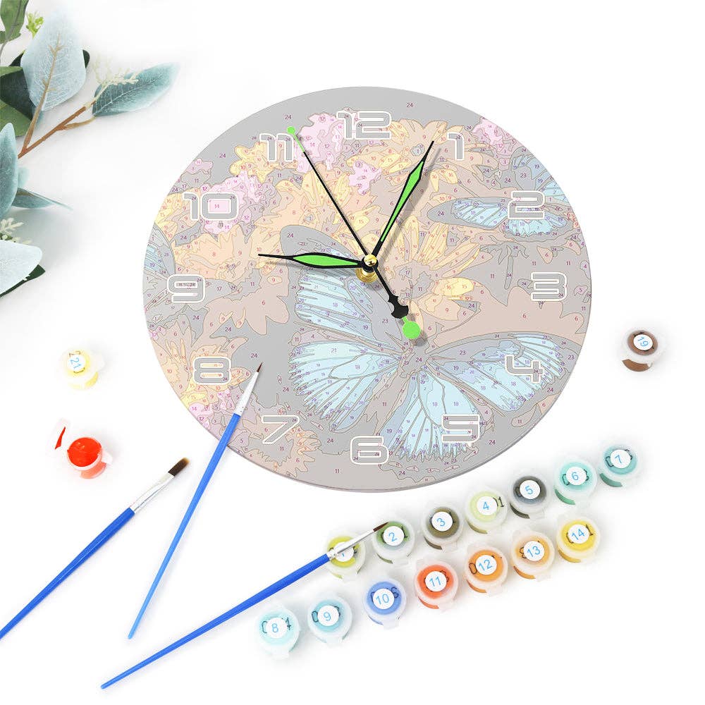 Paint Your Numbers - Wholesale DIY Craft Kit - Paint the Moment – Butterfly Bloom Clock Kit2