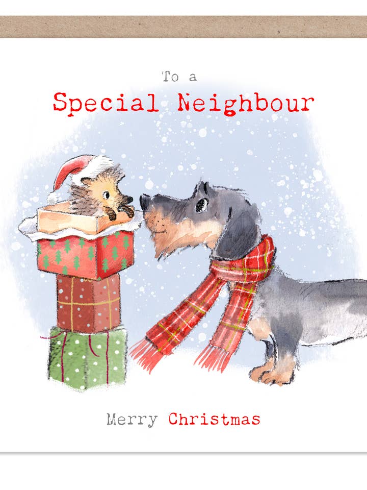 Special Neighbour - Christmas Card - Dachshund - ABX126 for wholesale by Paper Shed Design Ltd