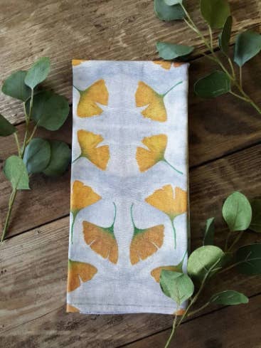 Toalha de chá de folhas de ginkgo por atacado de Maple Moon Designs