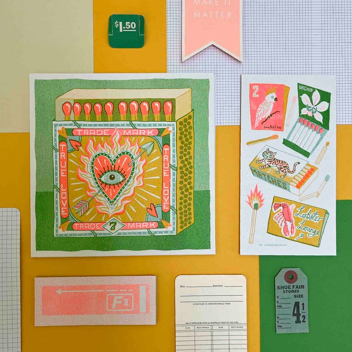 Jacqueline Colley - Wholesale Art Print - Matchbox Risograph print set0