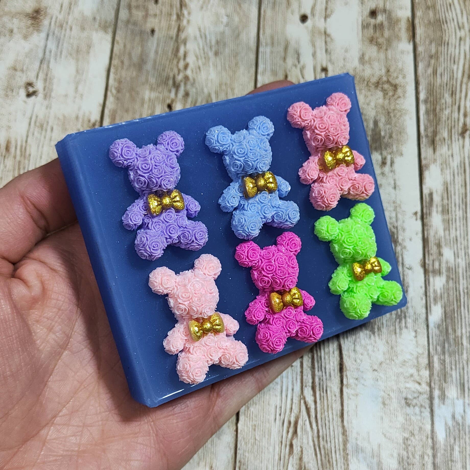 Serena Creazione di Serena Stampone - Vente Kit de bricolage - Moule ours rose en silicone 6 pièces 3 cm pour résine et plâtre9