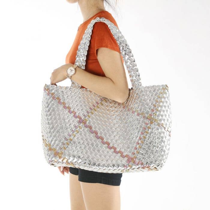 PEACH ACCESSORIES - Wholesale Tote Bag - Women's - Bag in Bag Large Weave Tote Bag 602622
