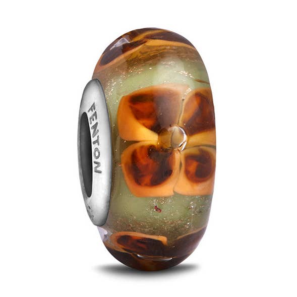 "Golden Marigolds" Glass Crafted Bead for wholesale by Fenton Glass Jewelry