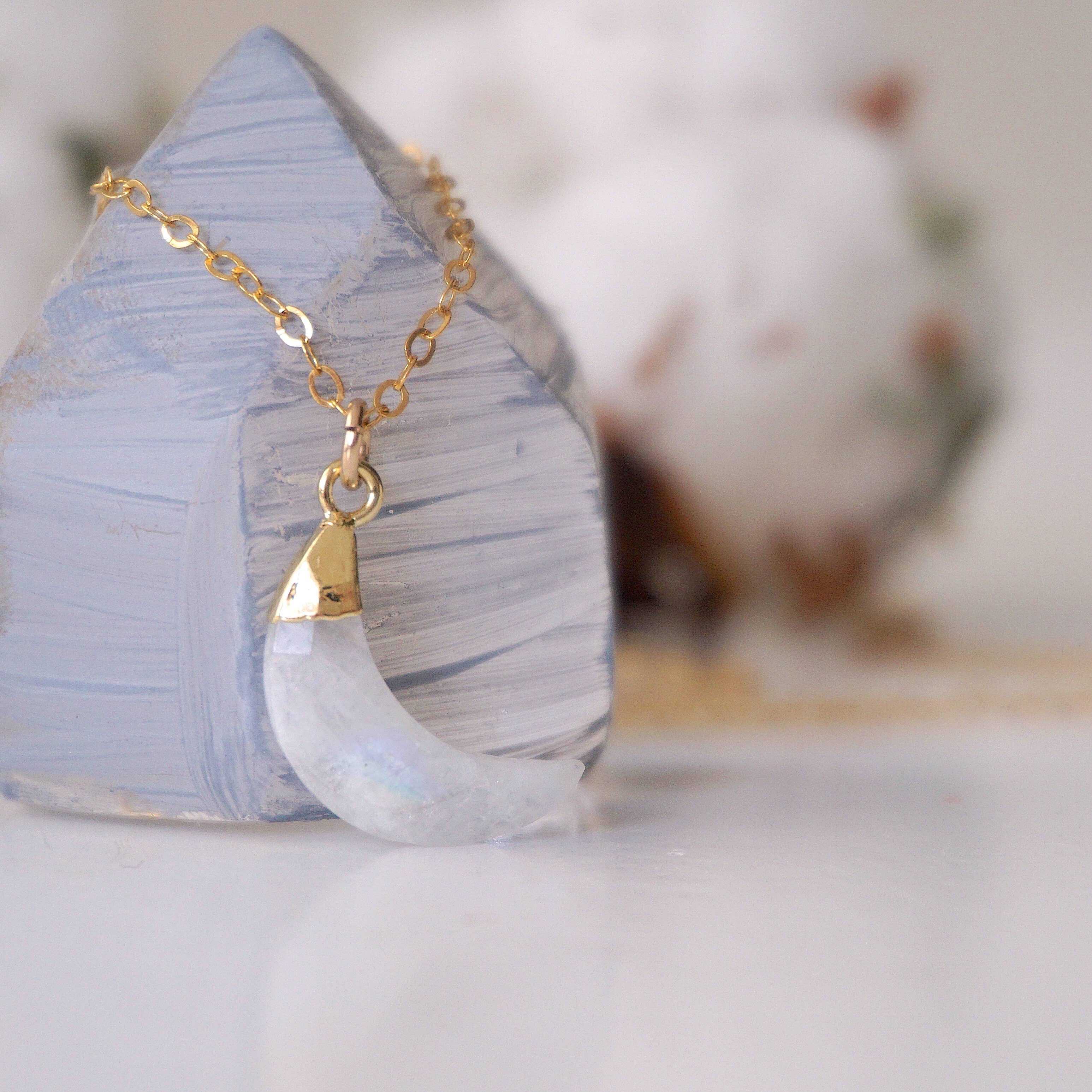 Raw Stone Elegance - Wholesale Pendant/Charm Necklace - Raw Rainbow Moonstone Moon Necklace, June Crystal Love Gifts5