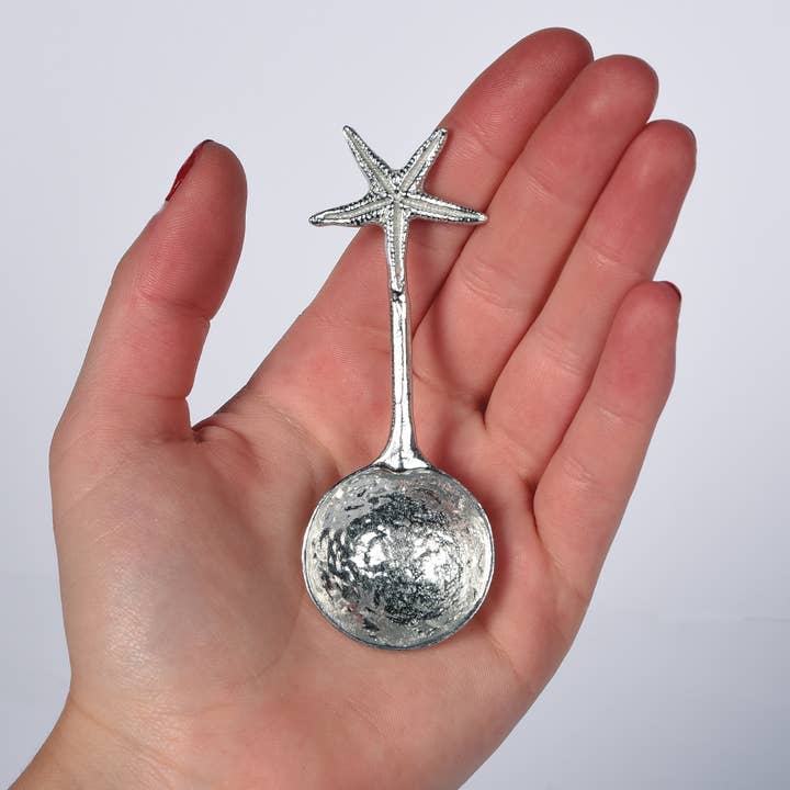 Starfish Pewter Small Sugar Spoon for wholesale by Glover & Smith