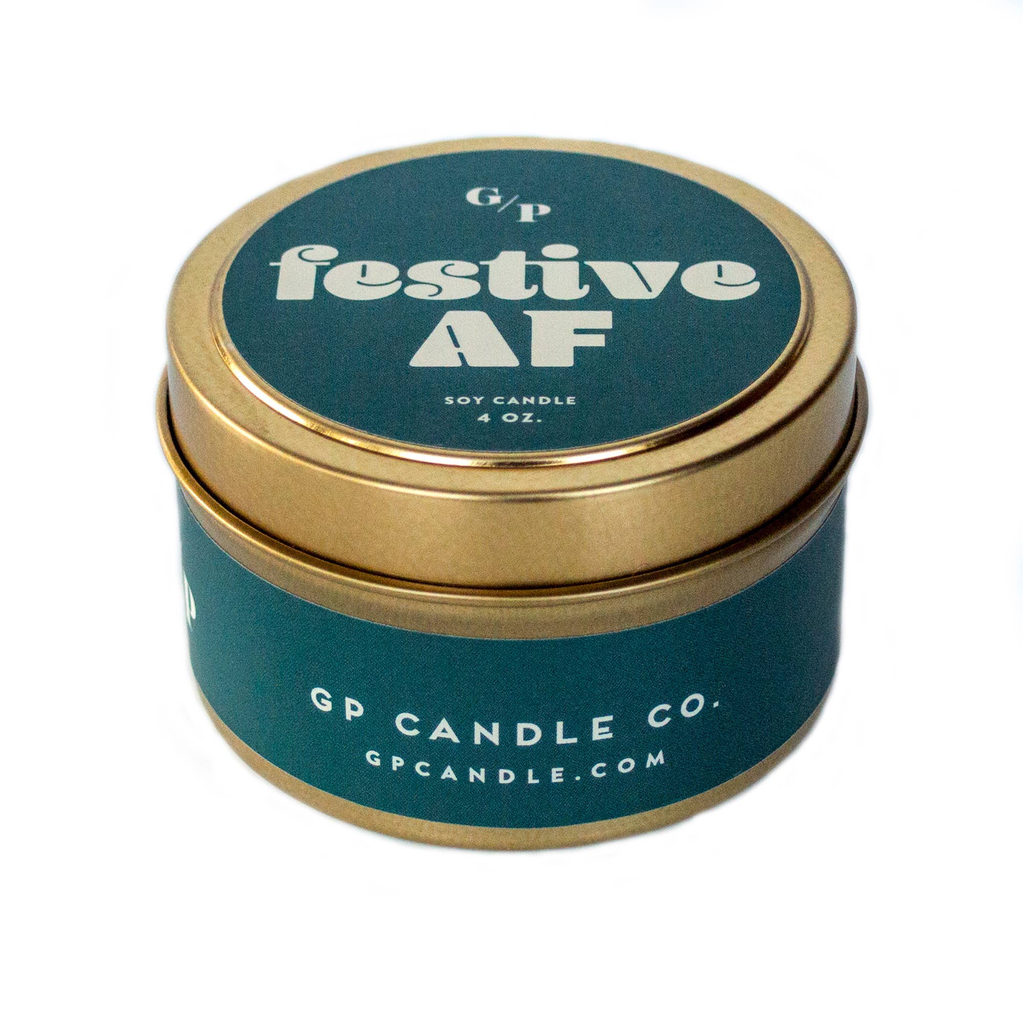 GP Candle Co. – wholesale Travel candles – Festive AF Just Because 4 oz. Candle Tin1