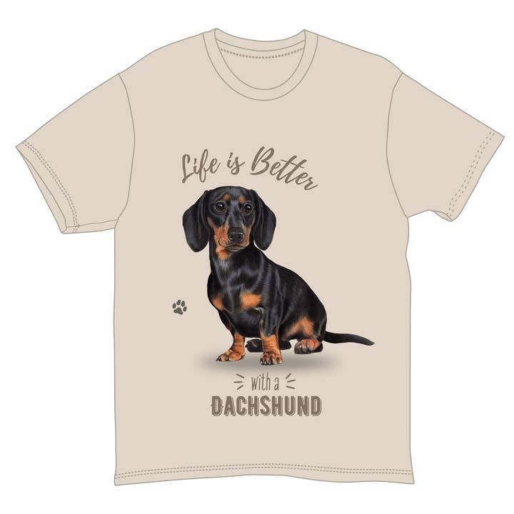 E&S Pets - Wholesale T-Shirt (Graphic) - Unisex - Dachshund Black Pet Lover T-Shirt - 100% Cotton - Unisex