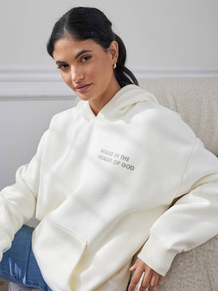 Made in the Image of God Cream Hoodie for wholesale by Elevated Faith