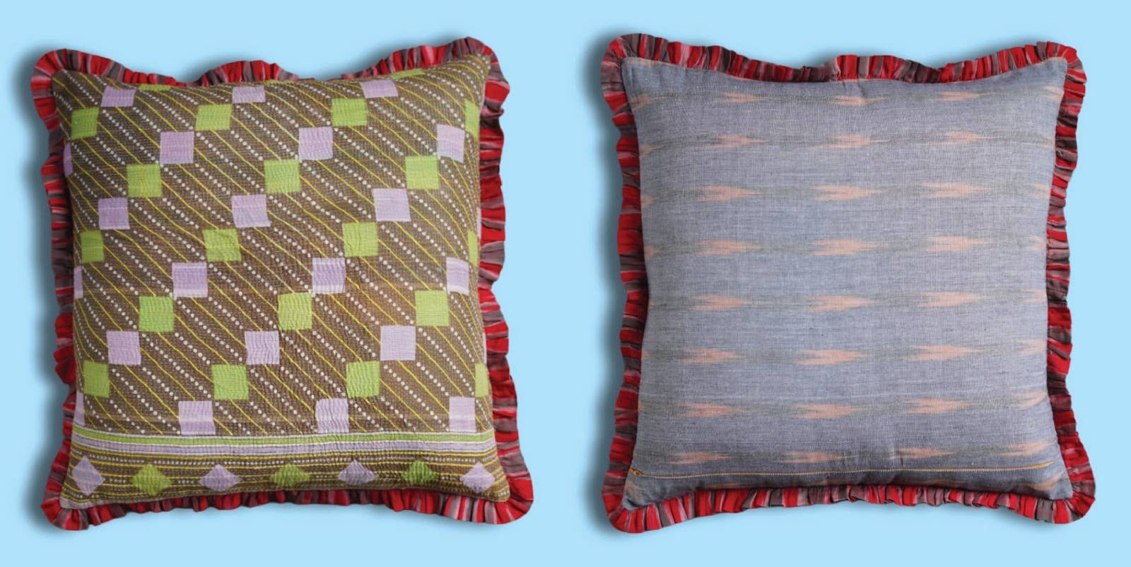 Annahmol - Wholesale Throw Pillow Cover - One of a Kind Vintage Kantha & Ikat Pillow 27