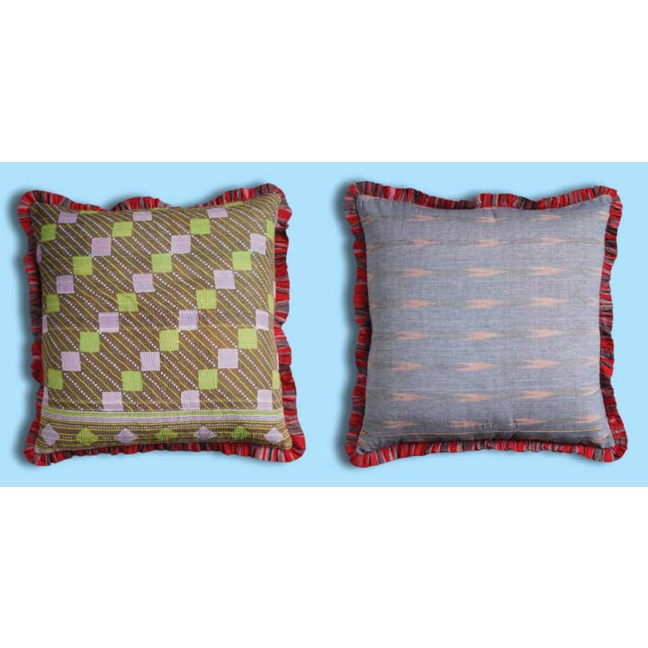 Annahmol - Wholesale Throw Pillow Cover - One of a Kind Vintage Kantha & Ikat Pillow 27