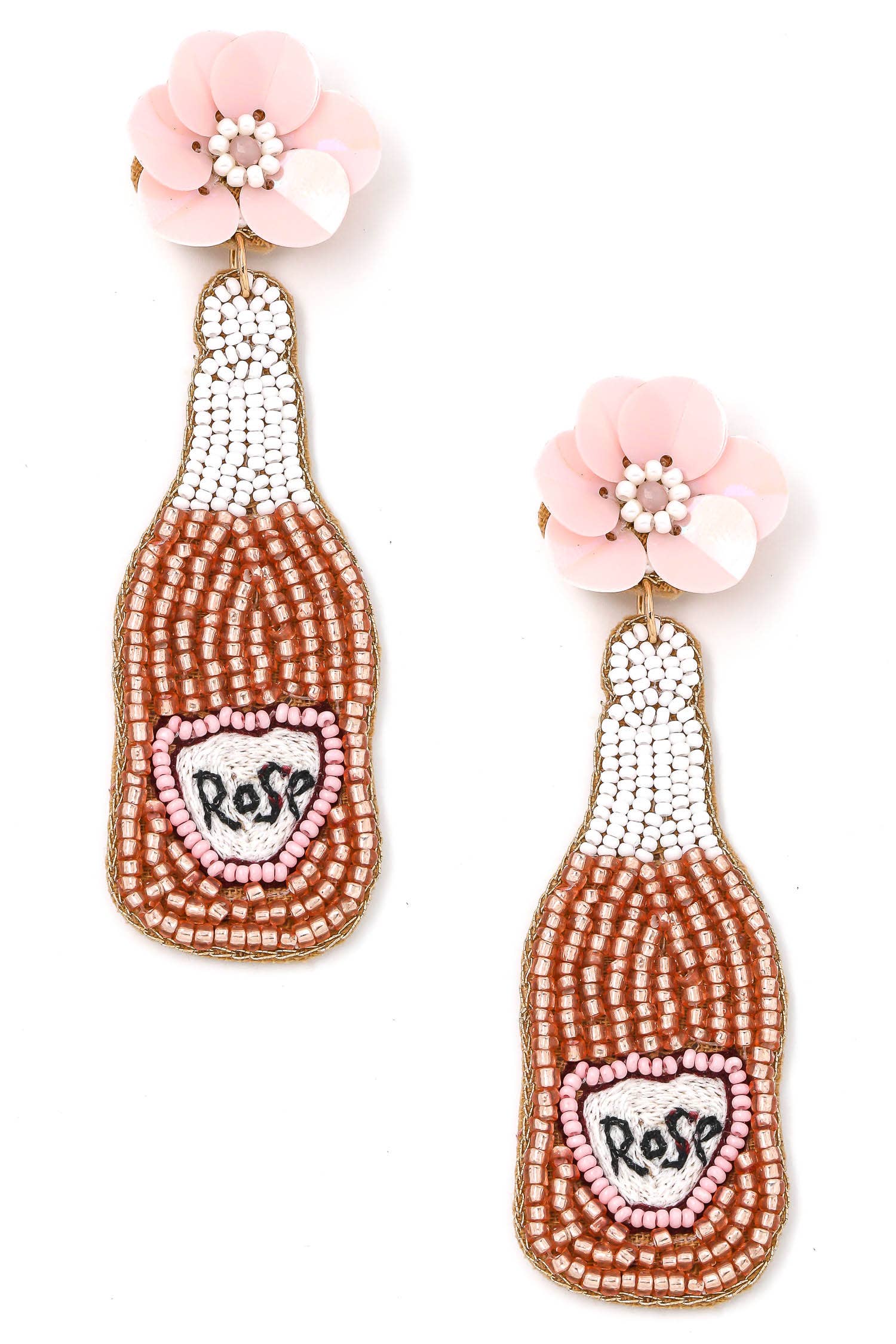 Anarchy Street - Wholesale Dangle Earrings - Floral Beaded Rose Champagne Bottle Earrings1