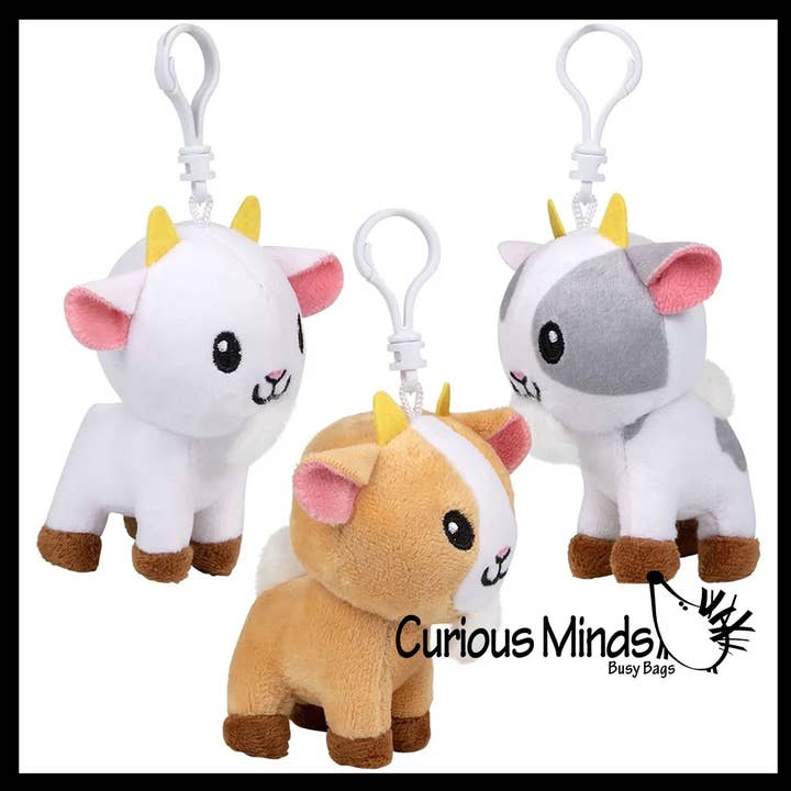 Curious Minds Toys – Engroshandel Plyslegetøj - Børn og baby – 1 Ged Bamse Plysdyr med Klemme - Bedårende Bondegårdsdyr