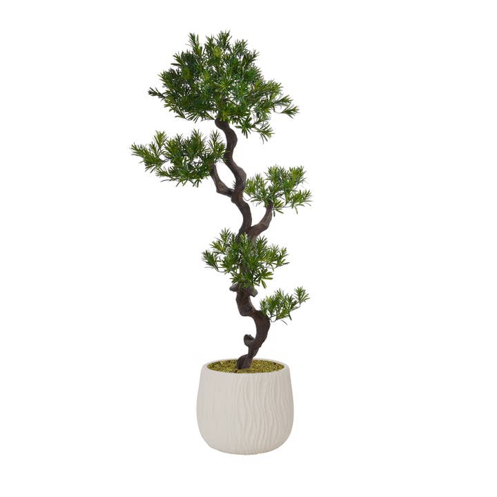 Pflanzgefäß mit künstlichem Yucca-Baum in Muscheldesign, 63,6 cm für den Großhandel von Vintage Home