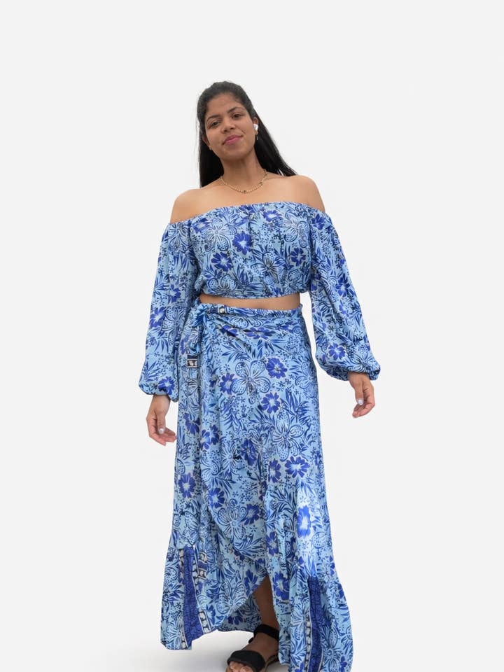 VENTE !!! Ensemble haut et jupe portefeuille bohème, lot de couleurs mélangées pour la vente par Foutaz LLC