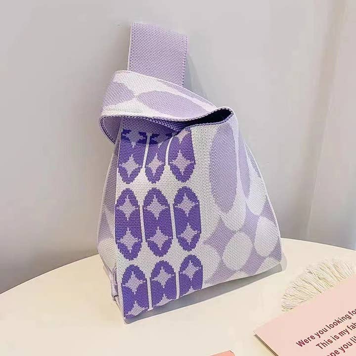 Little Trendy - Wholesale Tote Bag - Women's - Women Colour Knitted Tote Bag Casual Wrist handbag