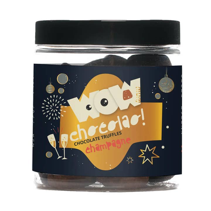 Champagne - Chocoladetruffels voor Kerstmis - Geschenkpot 130g voor wholesale door WOW Chocolao! - UK Warehouse