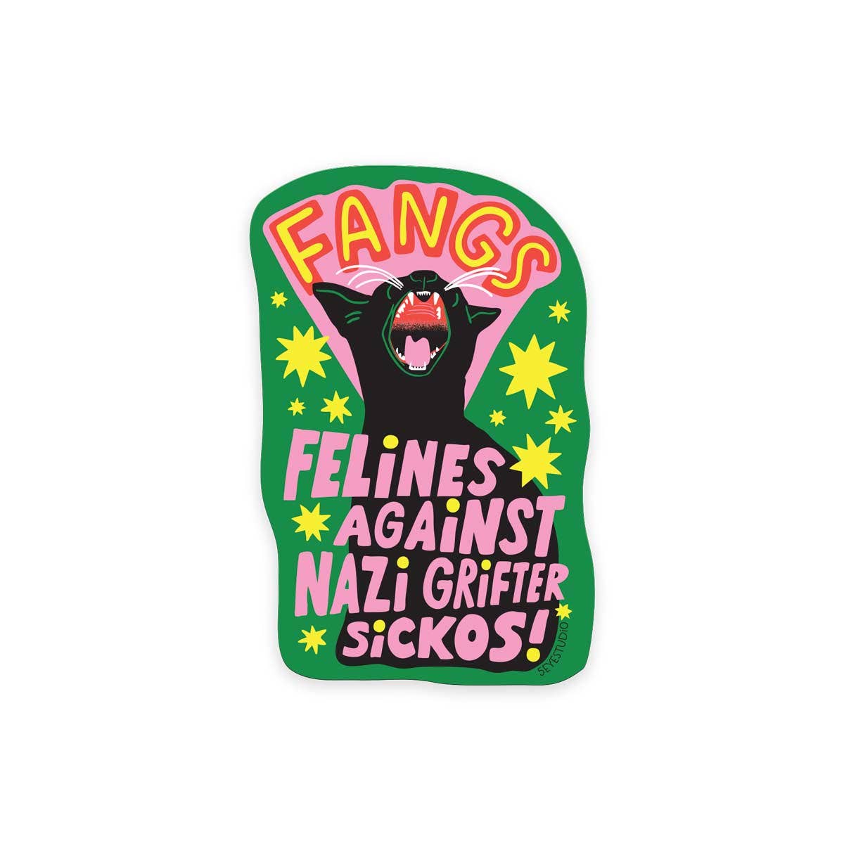 5 Eye Studio - Wholesale Sticker - FANGS Cat Vinyl Sticker