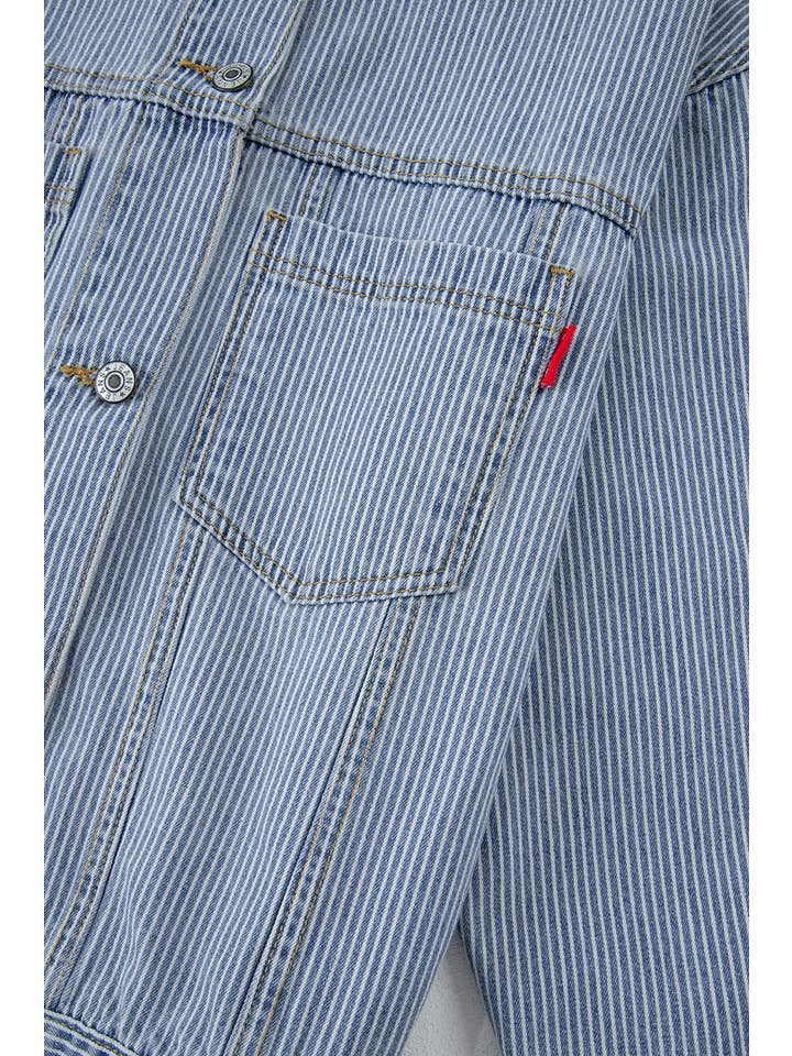 66DISCO - Wholesale Denim Jacket - Women's - Stripe Washed Oversize Pocketed Denim Jacket (S-XL)16