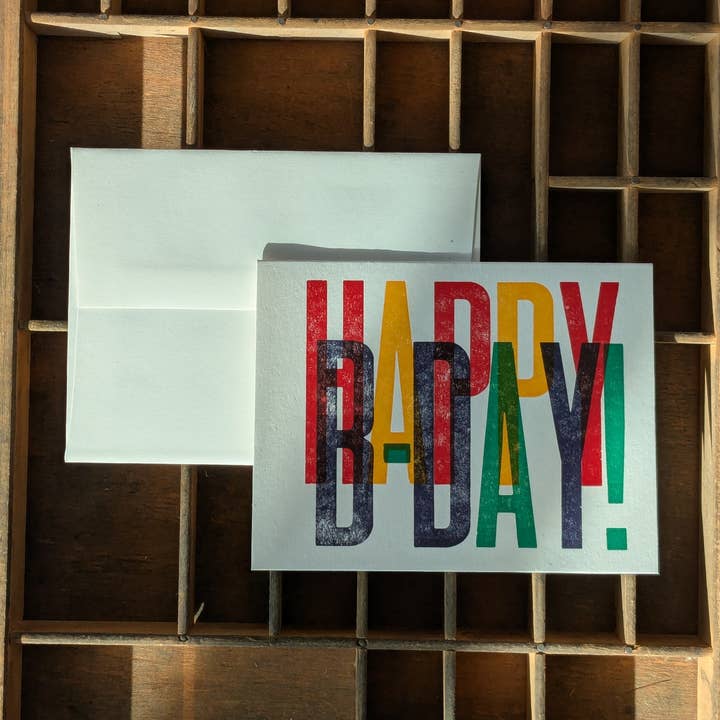 Tarjeta de Felicitación Tipográfica de Cumpleaños Feliz de Grandes Sentimientos para venta al por mayor de Tussie Mussie Press