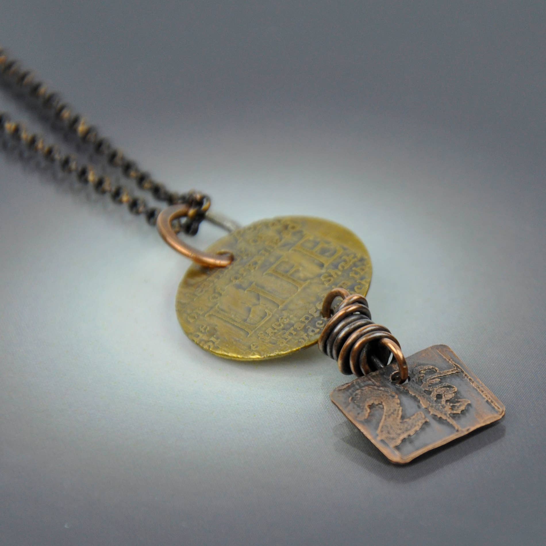 CB&CO - Wholesale Pendant/Charm Necklace - Ancient Relic Pendant Necklace - Etched Metal - Handmade0