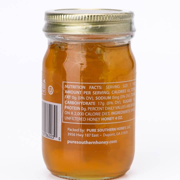 Pure Southern Honey - Wholesale Honey - Mini Honey With Comb 4 Oz (24)