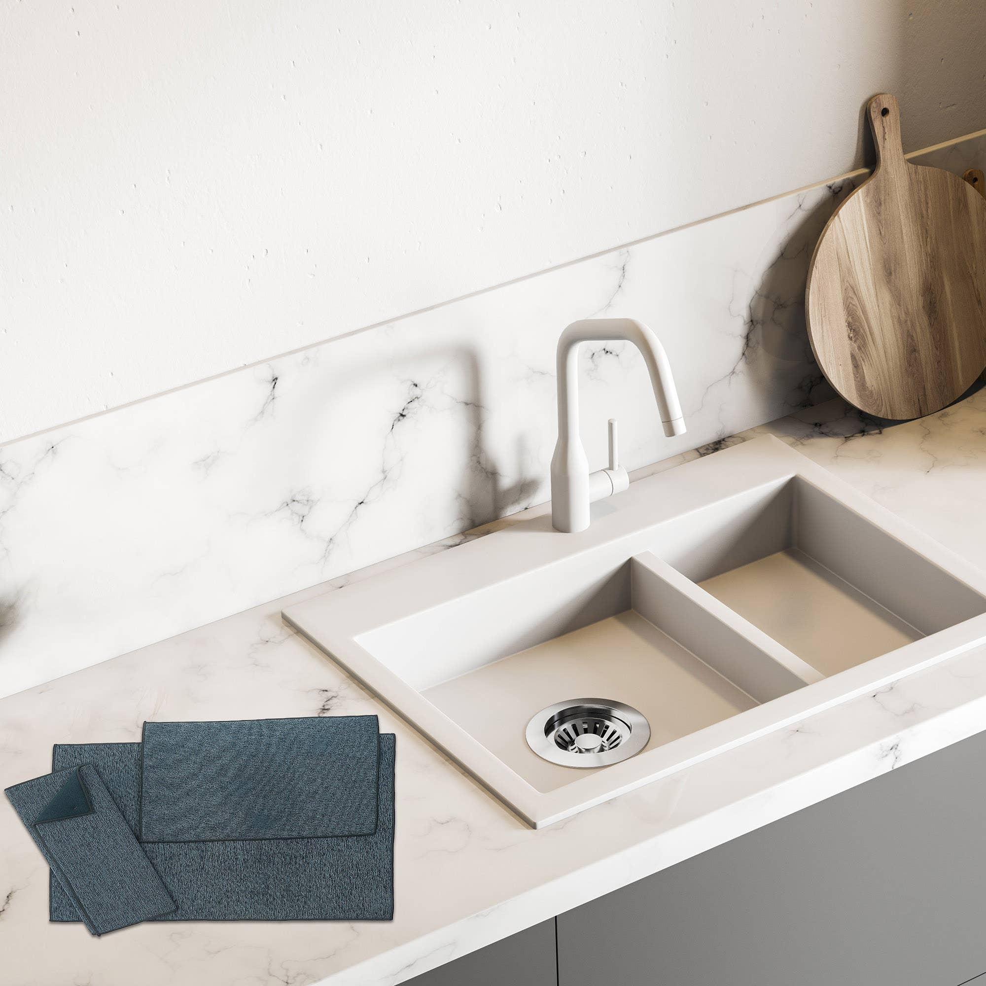 3 Pk Plain Solid Microfibre Dish Drying Mat Navy Blue for wholesale on Faire1