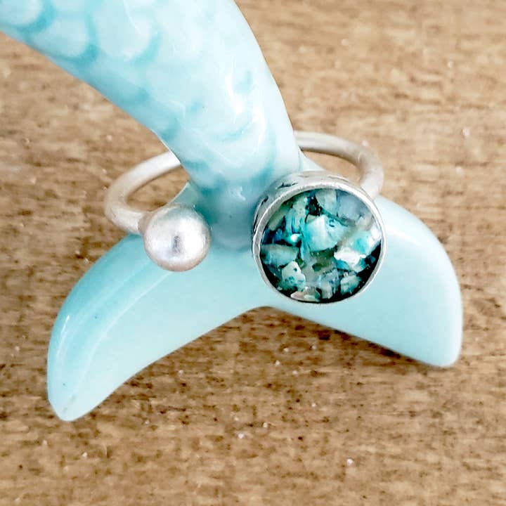 Maine Shellware - Wholesale Single Stone/Solitaire Ring - Antique Silver Round Ring1