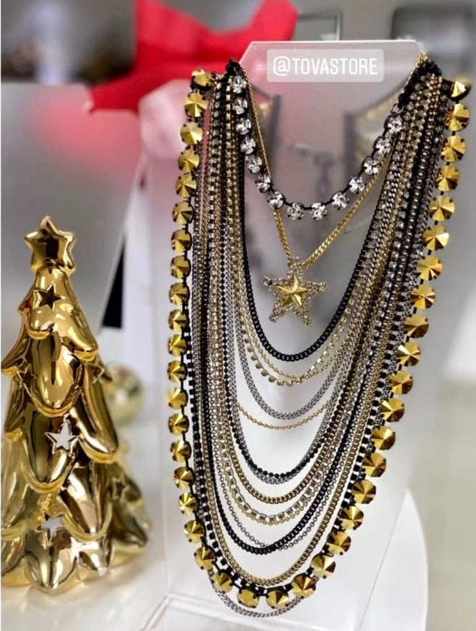 TOVA - Wholesale Pendant/Charm Necklace - Layered stars Multi II Necklace2