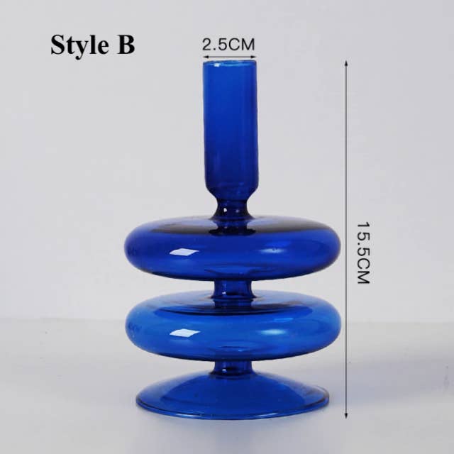 IVORE.GROUP (We cover All Import duty) - Wholesale Candle Holder - Blue Glass Candlestick Holder1