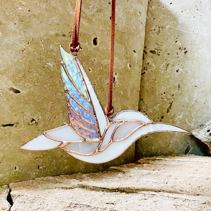 Stained Glass Hummingbird (White Collection) for wholesale by Colin Adrian Glass