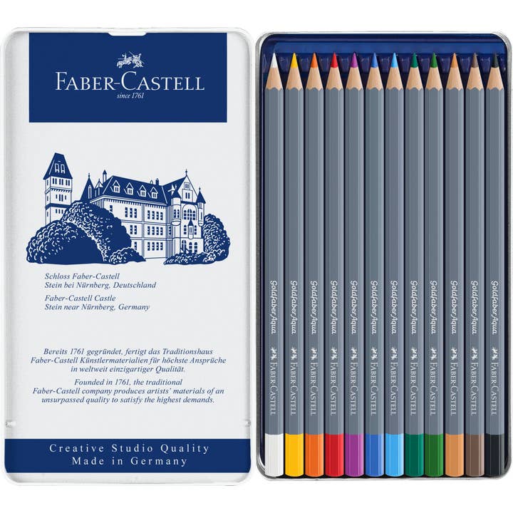 Faber-Castell / Creativity for Kids - Wholesale Colored Pencil - Goldfaber Aqua Watercolor Pencils, Tin of 12