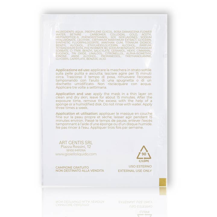 Gioiello Liquido - Wholesale Skincare Face Mask - FACE MASK SAMPLE “PURE GOLD” 3 ML1