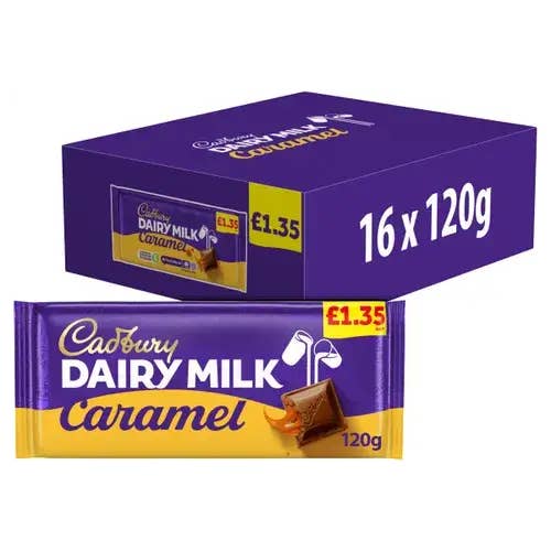 Echo Sales America - Wholesale Chocolate Bar - Cadbury Dairy Milk Caramel UK, 120g case 16 count