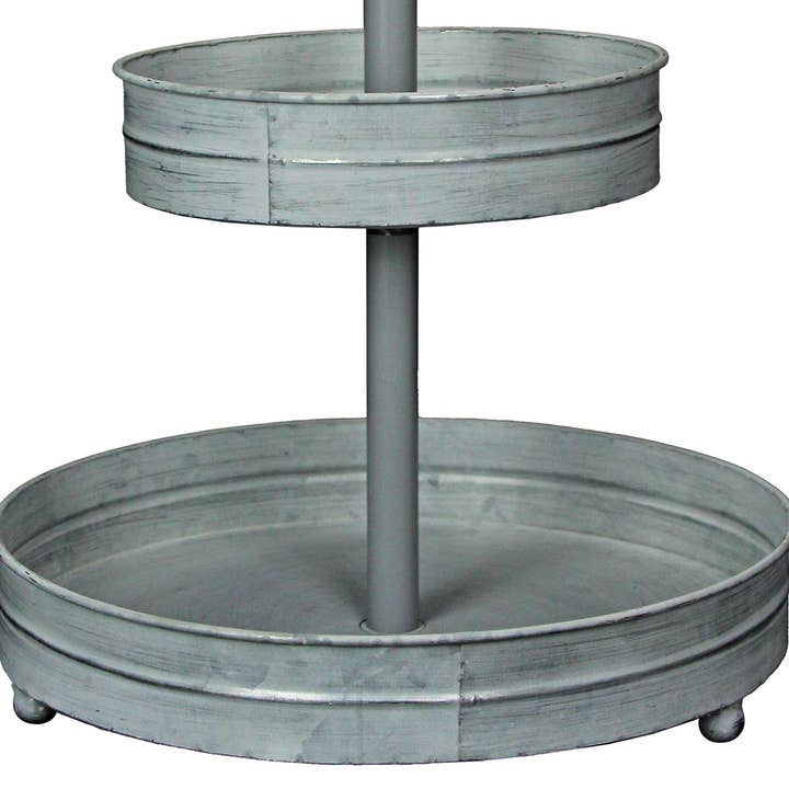 Zeckos - Wholesale Serving tray - Distressed White Metal Round 2 Tier Farmhouse Serving Stand8