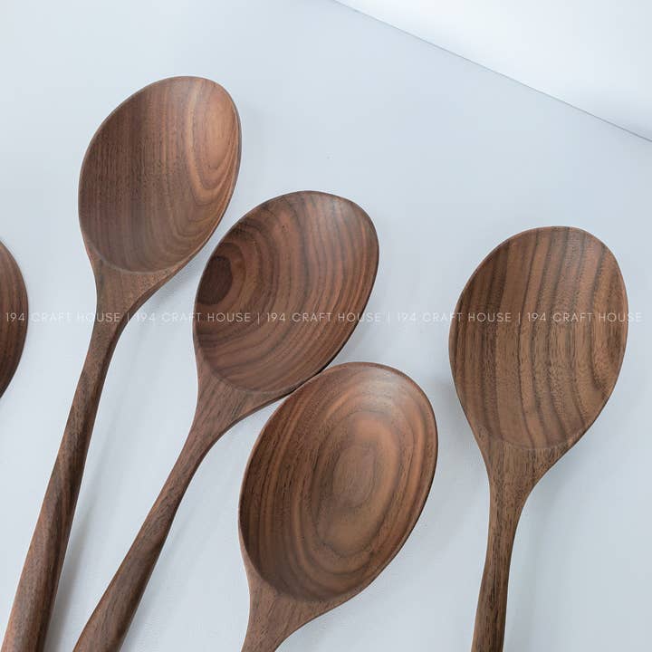 194 Craft House - Wholesale Serving utensil - Large Walnut Wooden Spoon - Kitchen Serving Utensils8
