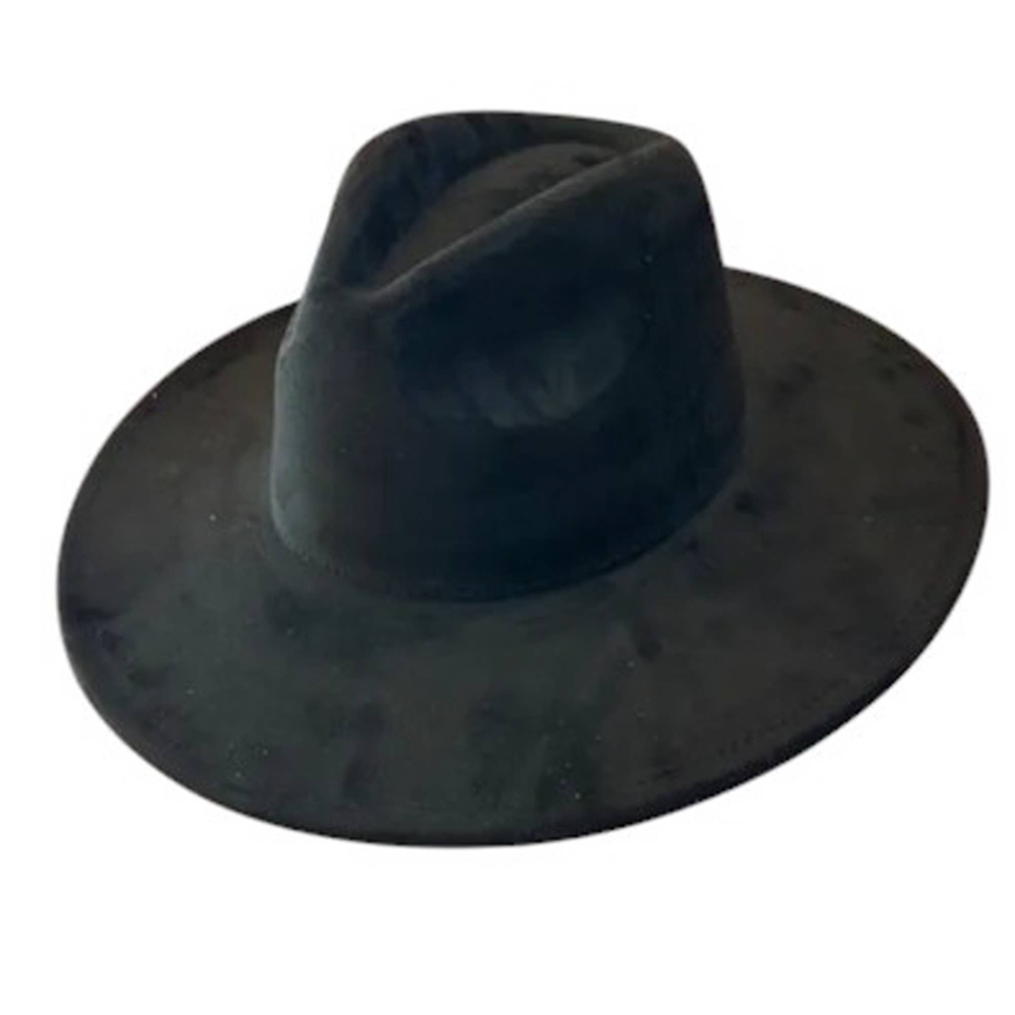 Portia Hat - Venta al por mayor Sombrero fedora - Unisex - Sombrero Panamá clásico de ante vegano con ala ancha0