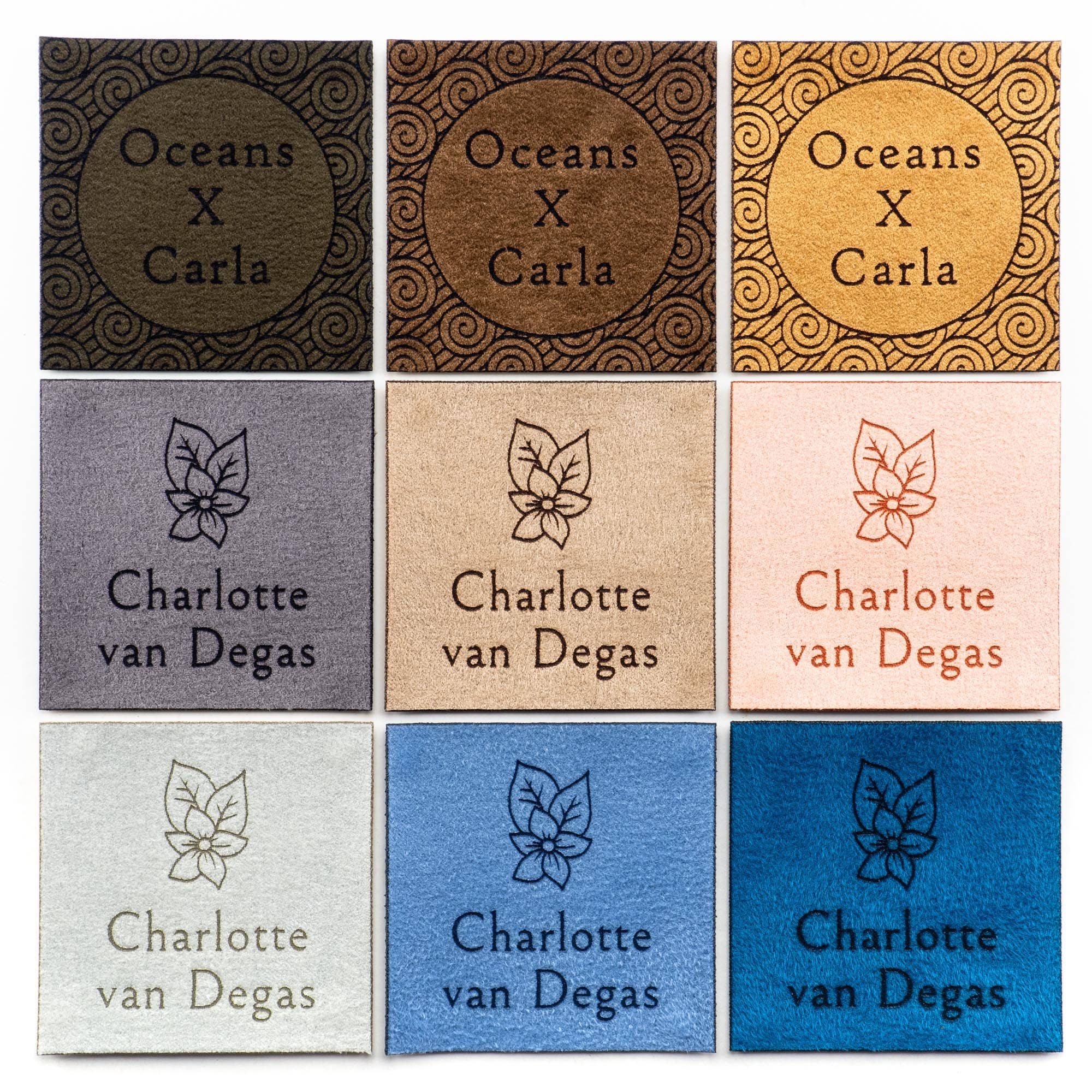 minimize custom tags - Wholesale Knitting/Crochet Supplies - Custom Square Faux Suede Labels for Branding and Promo14
