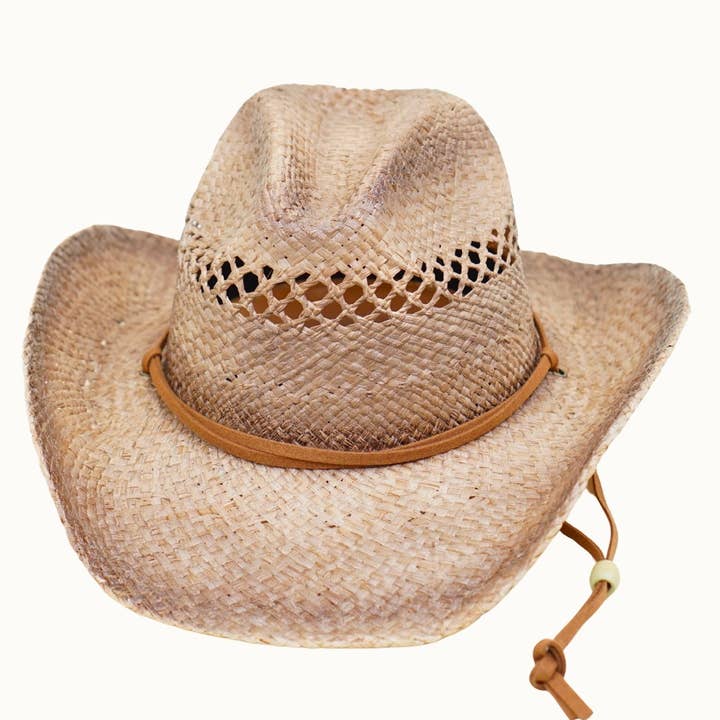 Olive & Pique – Großhandel Cowboyhut – Damen – Western-Raffia-Strohcowboyhut mit Kinnriemen, osfm1