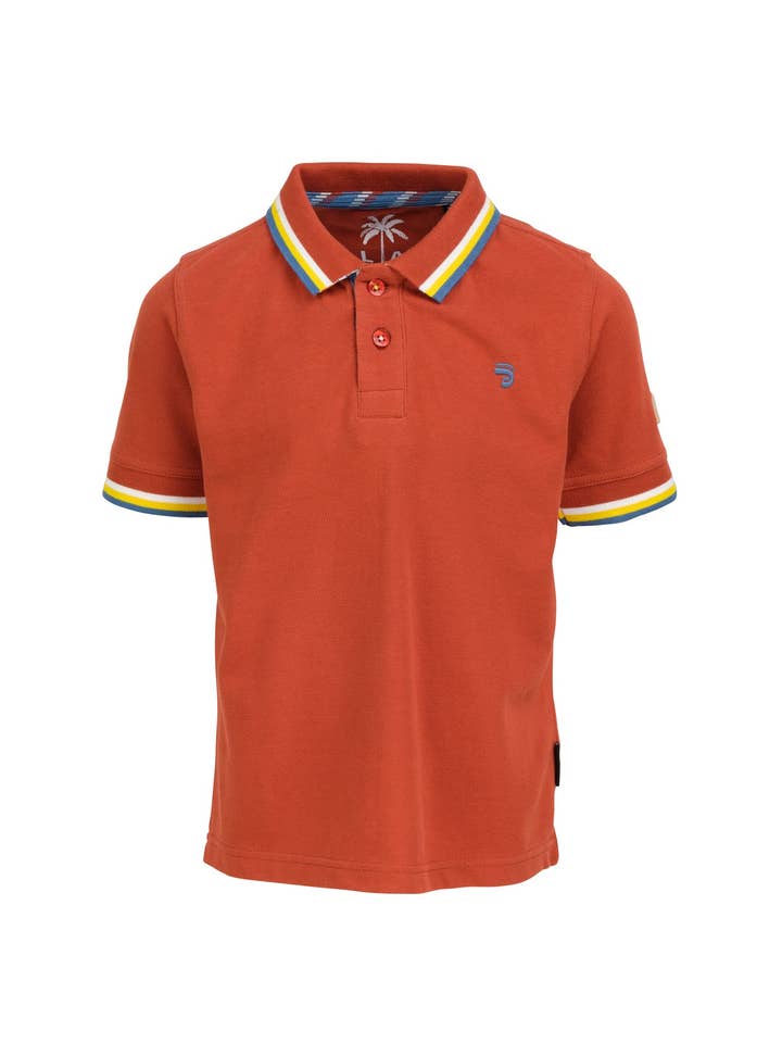 Polo da bambino in maglia a bricchette con colletto a righe multicolore per la vendita all'ingrosso da parte di J&JOY