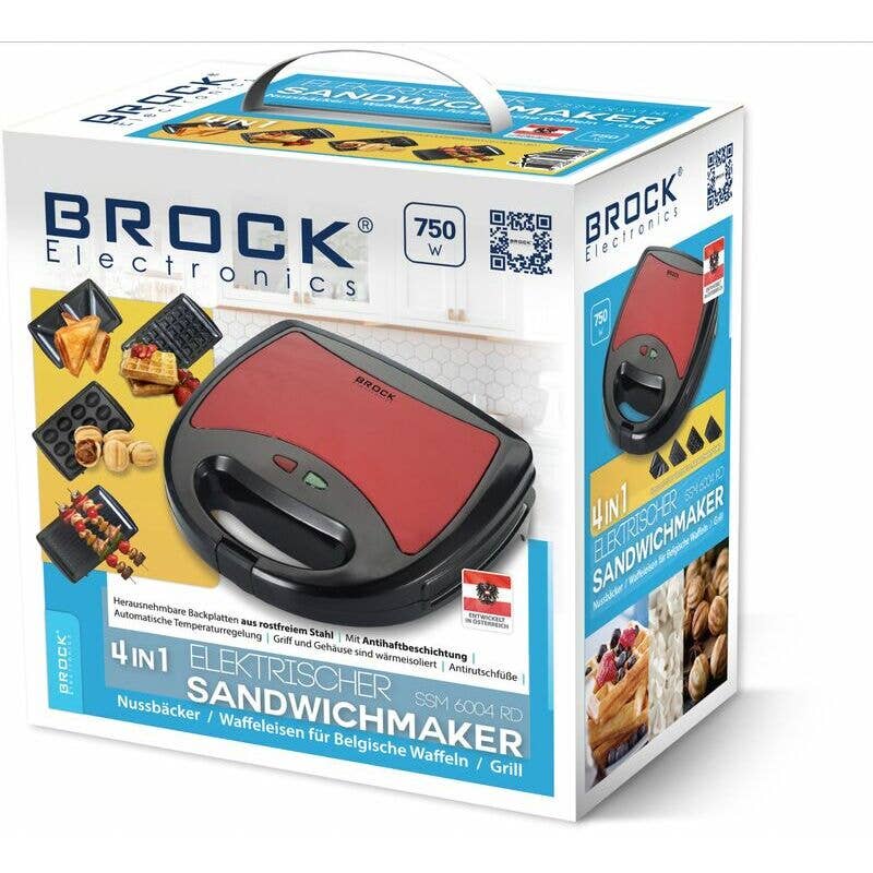 Sland - Wholesale Kitchen Appliance - 4 in 1 Sandwich / Nutlet / Waffle Maker and Grill BROCK, 7506