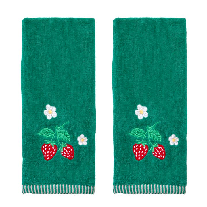 Strawberry Vine 2-Piece Hand Towel Set, Green for wholesale by SKL HOME
