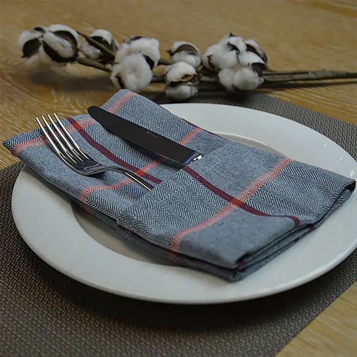 Navy Red Quadramuri Navy/Red Napkin, 100% Cotton, Set of 4 for wholesale on Faire