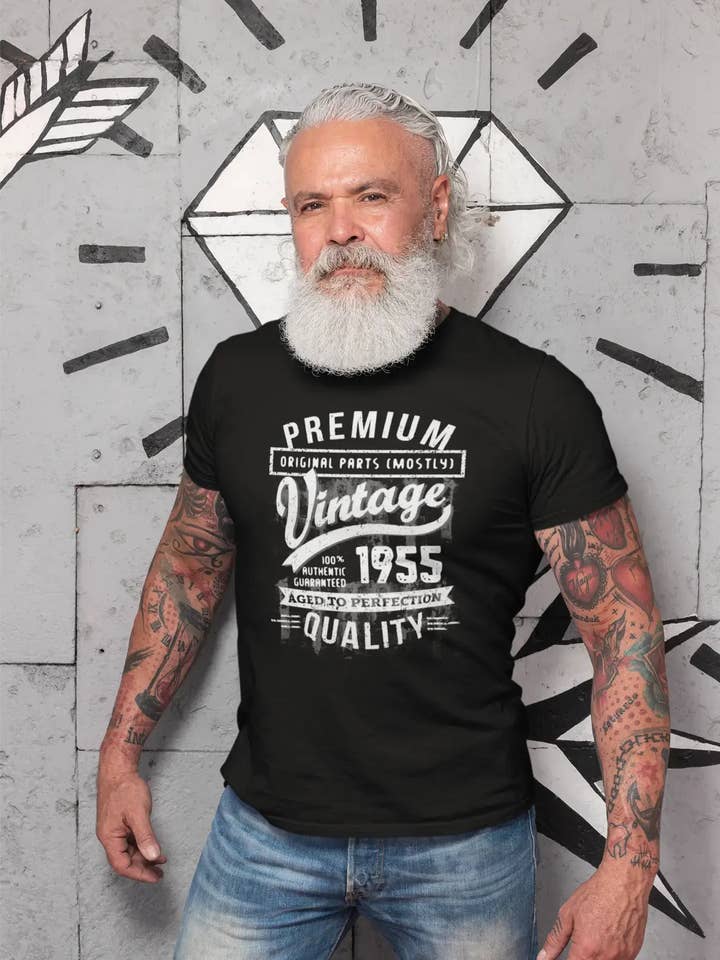 ULTRABASIC - T-Shirt de Aniversário Graphic para Homem 1955 Ageed to Perfection por atacado de ULTRABASIC